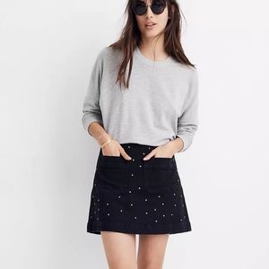 Madewell Stretch Denim A-Line Mini button down Skirt Sz Sm